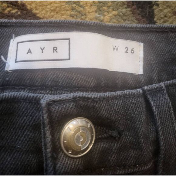 AYR Jeans Women's 26 Black The Beat Barrel Cropped Ankle Comfort Stretch - Picture 4 of 5